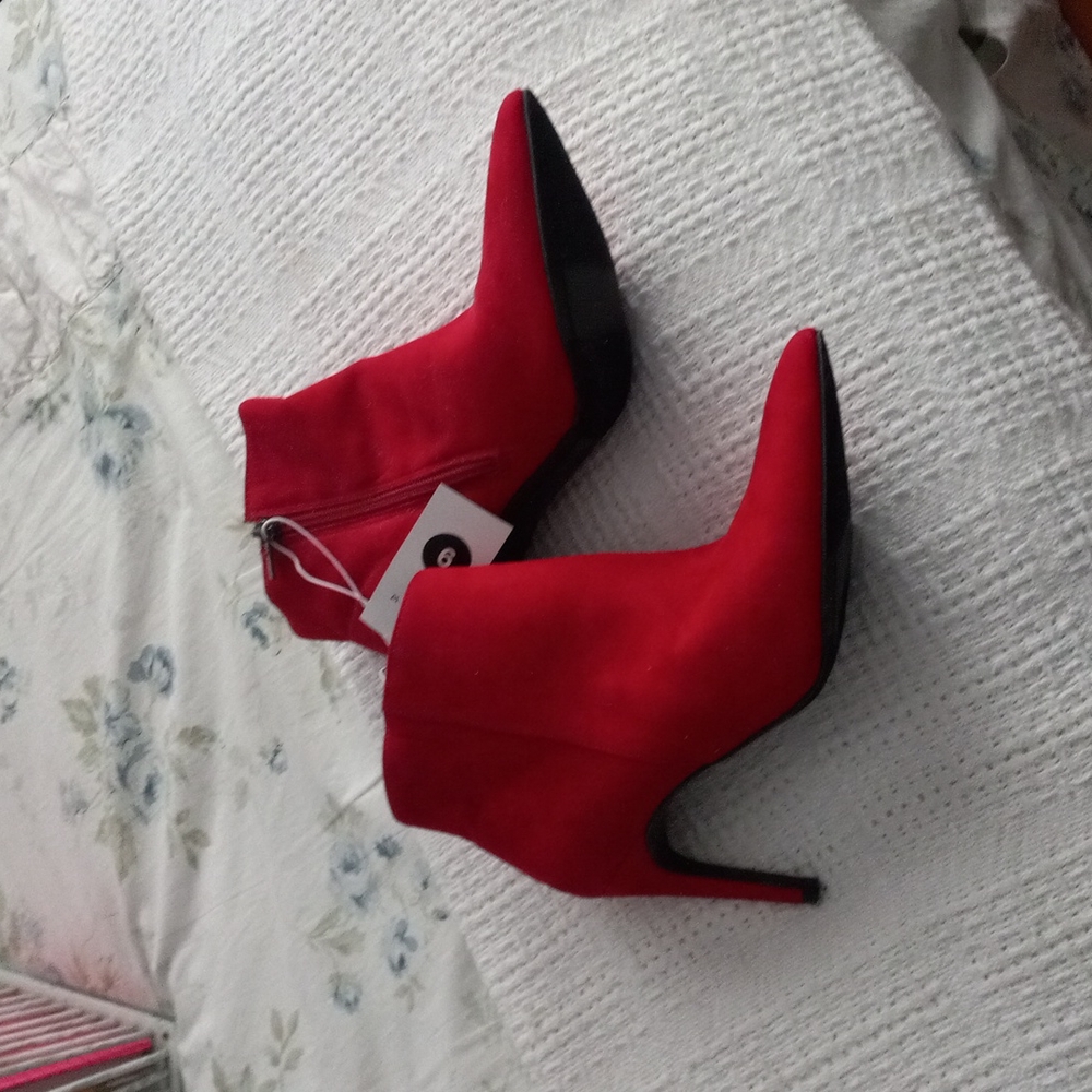 Women's red suede booties